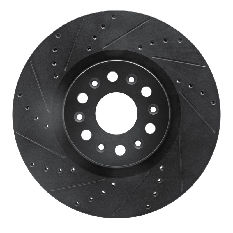Buick Enclave Brake Rotor (1) - Front Left - R1 Concepts - Drilled & Slotted - Black - `17-`25